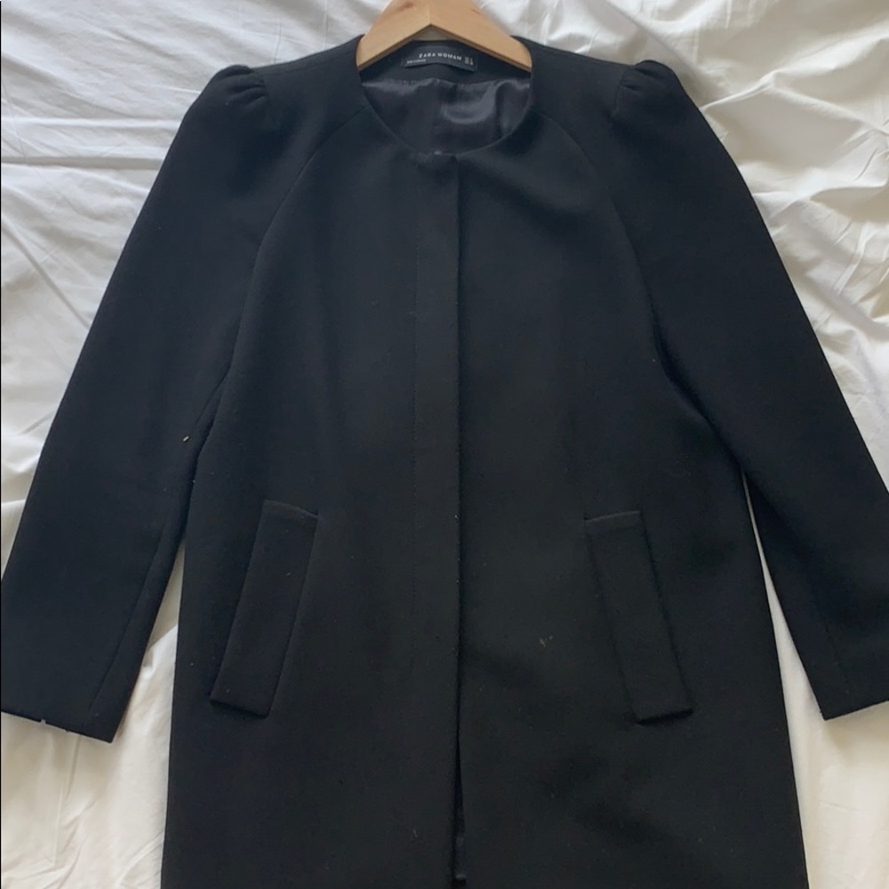 Zara Black Structured Wool Blend Jacket